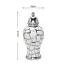 Silver ceramic flower vase with a textured, organic pattern and a lid.