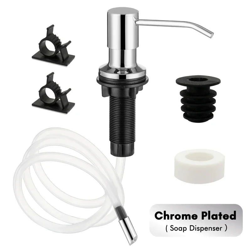 Stainless steel liquid soap dispenser with an extension tube and pump head