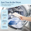A hand places dryer sheets into a washing machine drum for laundry refreshment.