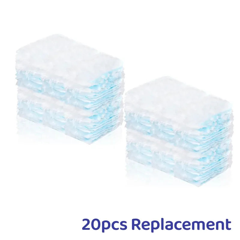 A stack of 20 replacement disposable electrostatic cleaning duster refills in a clear plastic package.