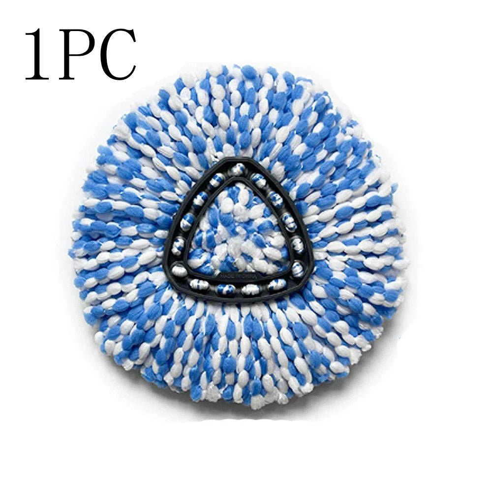 One replacement mop head with blue and white fibers and a black triangular insert