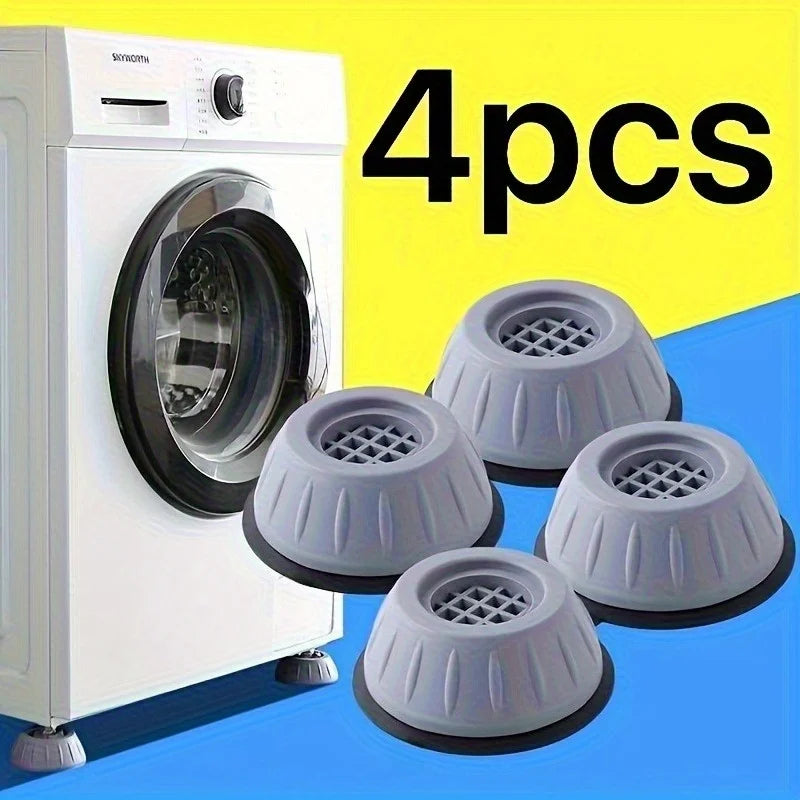 Four anti-vibration pads for washing machines and dryers displayed next to a white appliance.