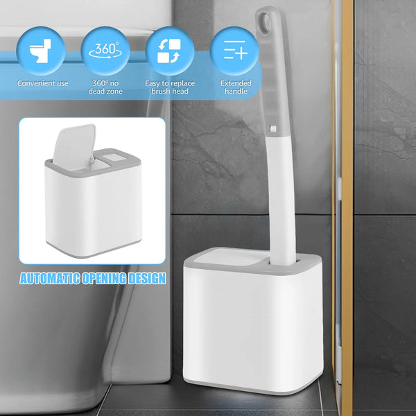 Ein Reinigungswerkzeug für die Toilette mit langer Griffe und automatischem Öffnungsdesign.