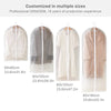 Four professional OEM washable clothes hanging dust covers in various sizes and colors