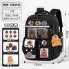 Black capybara style school backpack for kids featuring various cute animal designs and compartments
