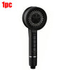 Black high pressure shower head with a perforated nozzle and control buttons