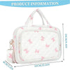 White quilted floral Bible cover with a zipper and attached study accessories