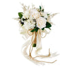 Elegant artificial rose wedding bouquet featuring white roses and greenery