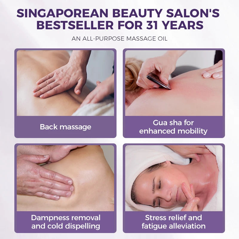 Verschiedene Massageanwendungen des Bestsellers eines Schönheitssalons über 31 Jahre, darunter Rückenmassage, Gua Sha und Dam