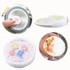 A set of natural cotton cleaning sponges, some showing a textured surface and others being used to clean.