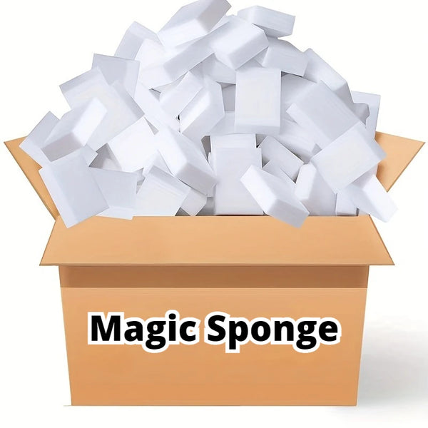 A box filled with white magic sponge erasers.