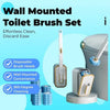 Wall mounted toilet brush set with disposable brush heads and a holder for effortless cleaning