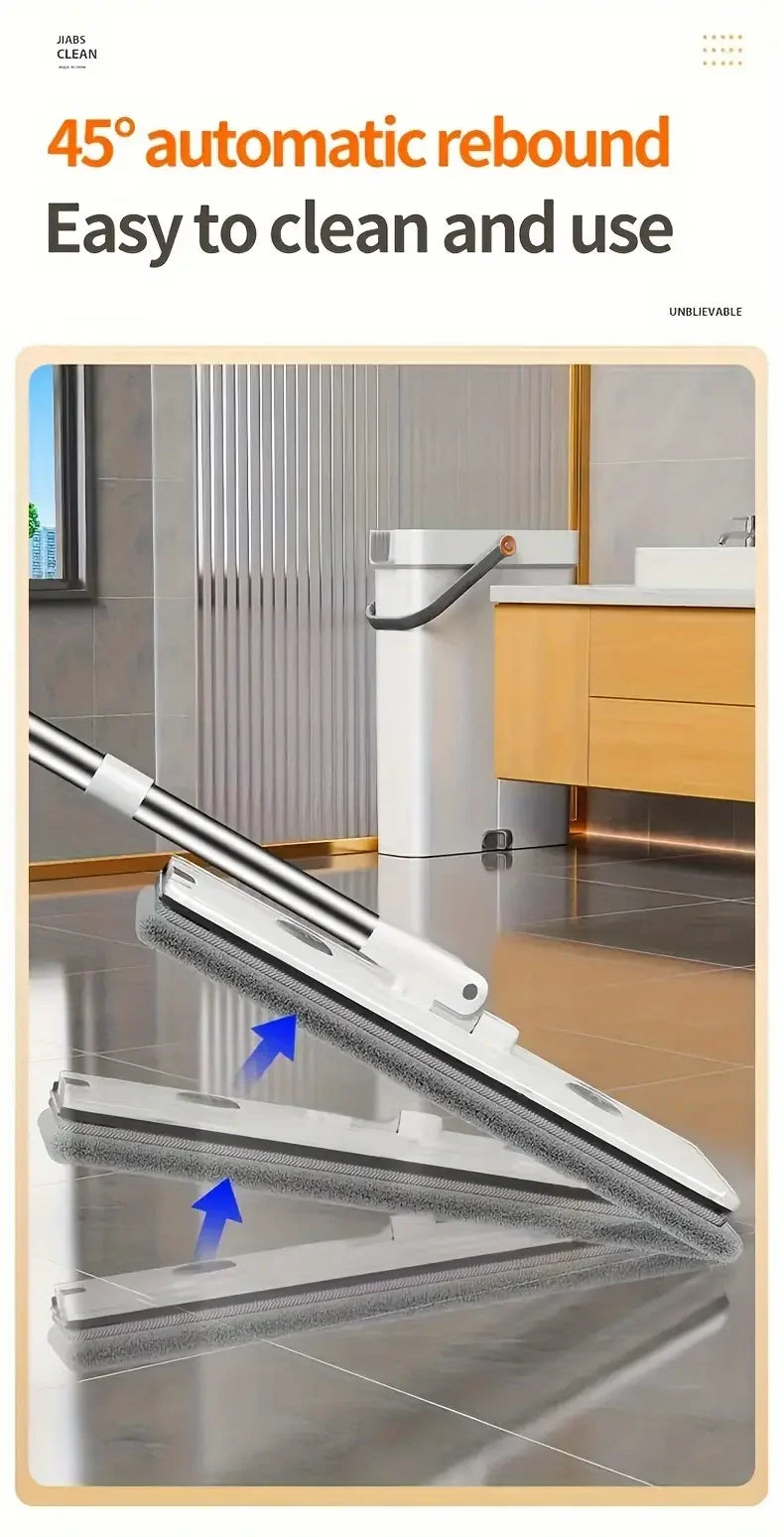 Ein Set ultraflacher Wischmopps mit Scheuerklingen an reflektierendem Boden.