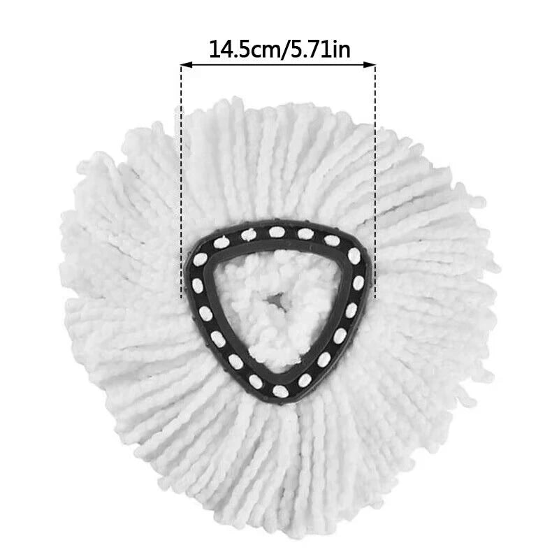 White triangular microfiber mop head replacement pads with a black center ring