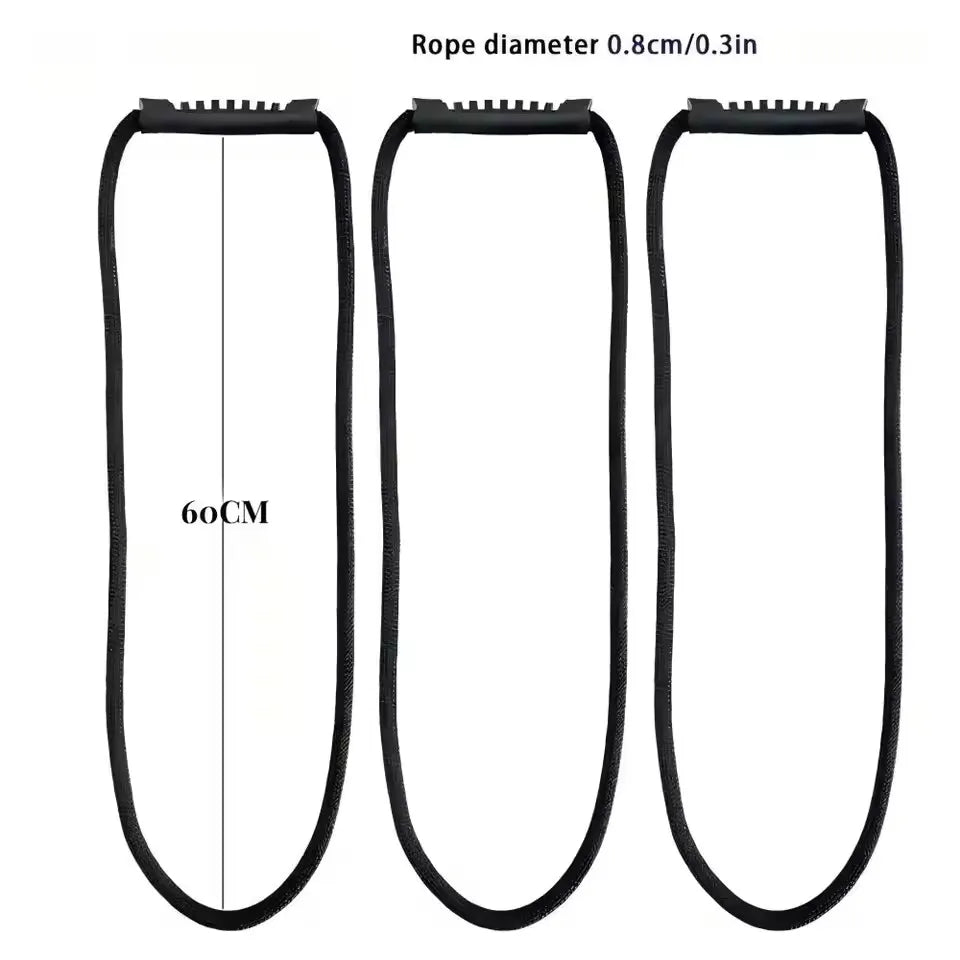 Three black heavy-duty hook and loop cord and hose organizer straps shown side by side