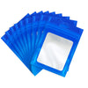 A stack of bright blue jewelry display pouches, packaged for retail.
