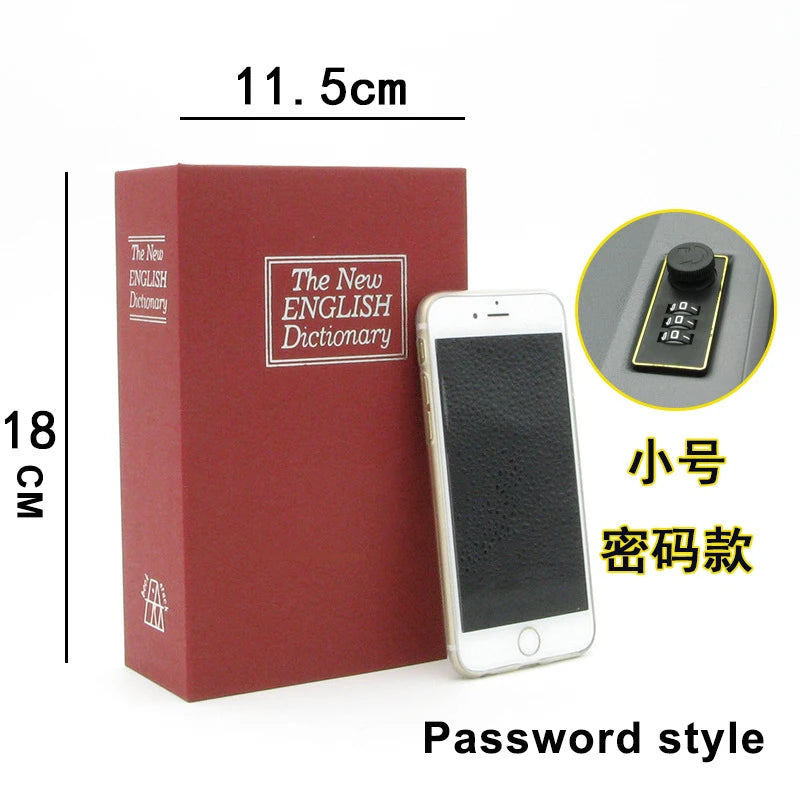 A red box and a smartphone displaying a password style combination lock storage box.