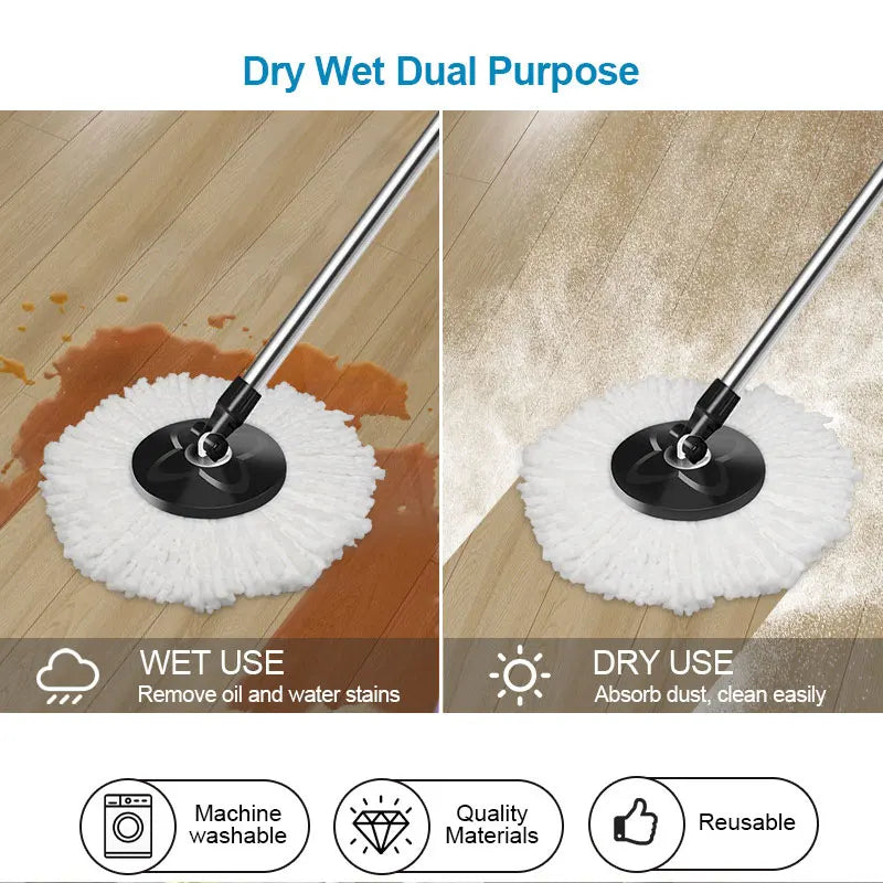 Cabeza de trapeador de microfibra de doble uso, mojada para eliminar manchas y seca para absorber polvo