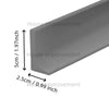 A gray silicone shower threshold water barrier strip shown in profile with various dimensions marked.