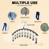Organizador de perchas de acero inoxidable negro con múltiples clips para sujetar jeans, leggings, pantalones y zapatos