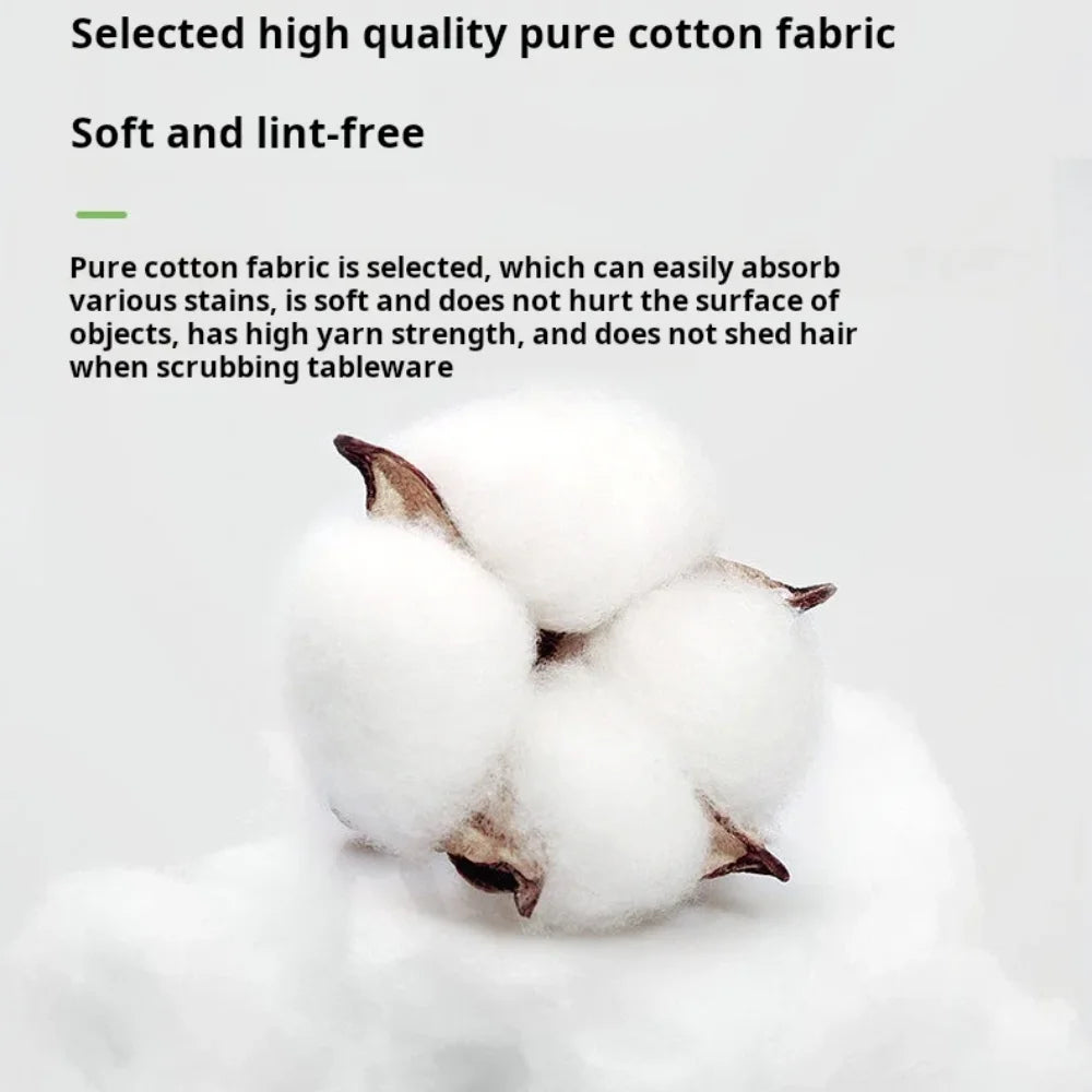 A close-up of fluffy white cotton fabric, likely a towel or textile, is shown against a light background.