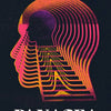 Abstract art featuring a silhouette of a head composed of concentric lines in shades of pink, orange, and purple against a da