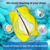 Yellow zippered laundry bag for all-round shoe cleaning and decontamination