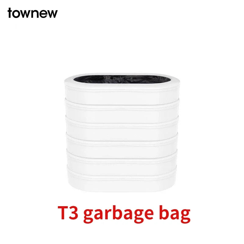 White T3 garbage bag with stacked rings for kitchen trash cans