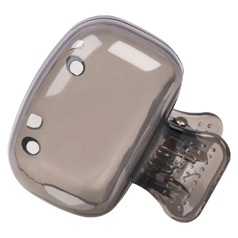 A clear silicone protective cap designed for toothbrush holders.