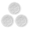 Three circular pads of white microfiber replacement mop cloth for shark vacuum cleaners