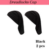 A pair of black dreadlocks caps for hair protection.