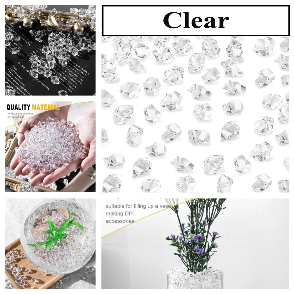 Rocas de hielo triturado de acrílico transparente para decoración, rellenos y accesorios DIY.
