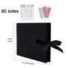 Schwarzes Foto-Scrapbook-Album mit 60 Seiten und farbigen Papierinserts.