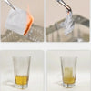 A set of disposable facial cleansing wipes shown in various stages of use and packaged in glass containers.