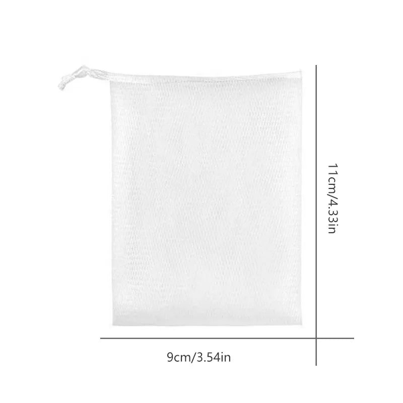 White mesh net bag for bulk soap or shower use