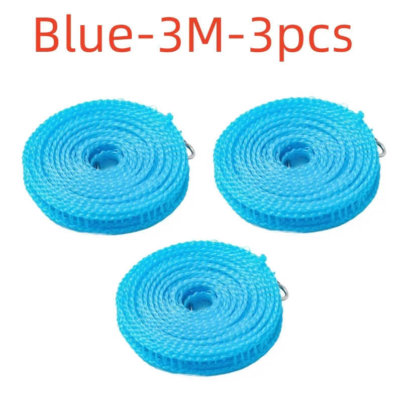 Three rolls of blue 3M tape for heavy-duty outdoor clothesline