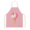 Pink apron featuring a unicorn ice cream cone graphic