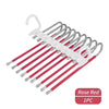 A set of stainless steel multi-layer hangers in rose red color.
