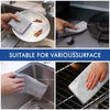 Silver microfiber cleaning pads used for washing dishes and grilling surfaces.
