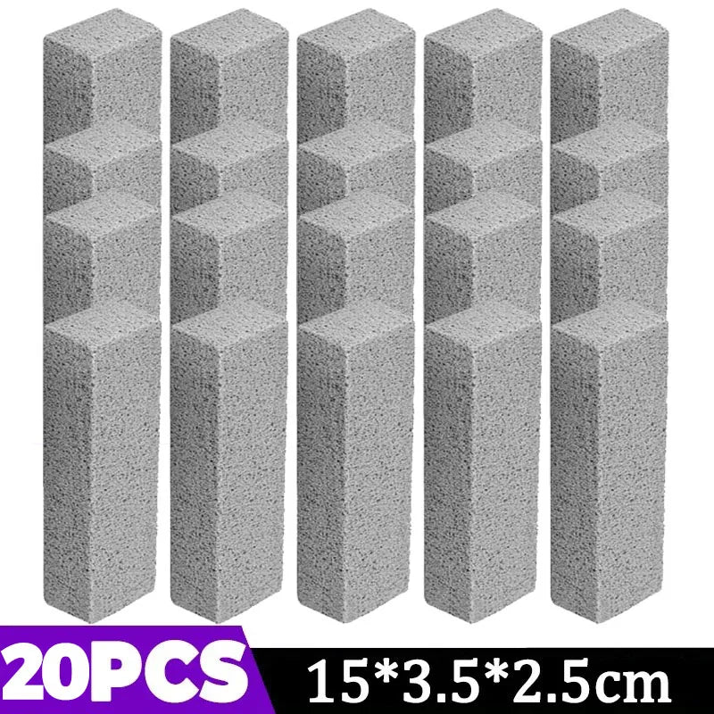 A set of twenty gray pumice stones for stain removal, measuring 3.5 by 2.5 cm each.