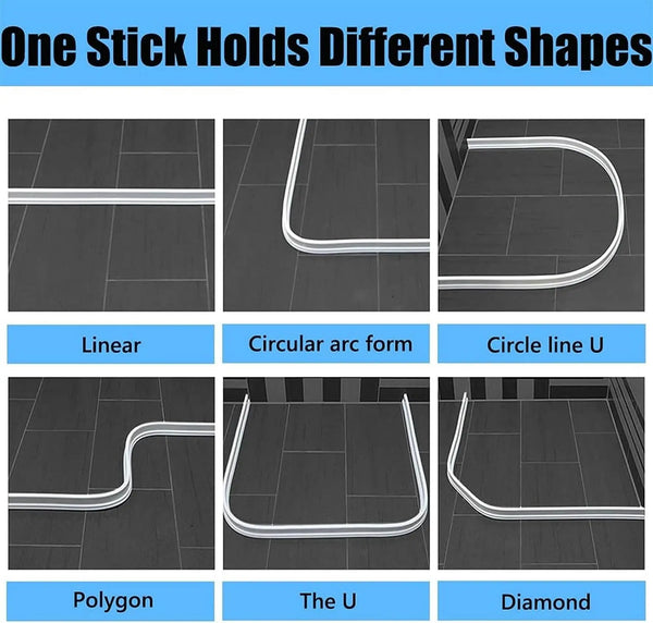 A collection of various shapes, including linear, circular arc, U-shape, polygon, and diamond, formed by a single stick barri