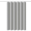 Gray waffle pattern shower curtain hanging on a rod