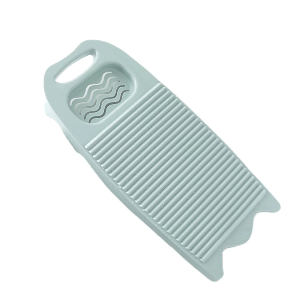 Light blue thickened washboard for delicate laundry with a handle and textured surface
