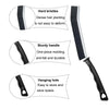 Diagrams showing the hard bristles, sturdy handle, and hanging hole of a crevice cleaning brush set.