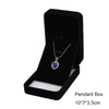 Elegant black velvet jewelry storage box with a removable insert for storing pendants and jewelry