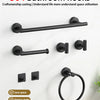 A black bathroom hook rack with 304 hooks mounted on a white wall.