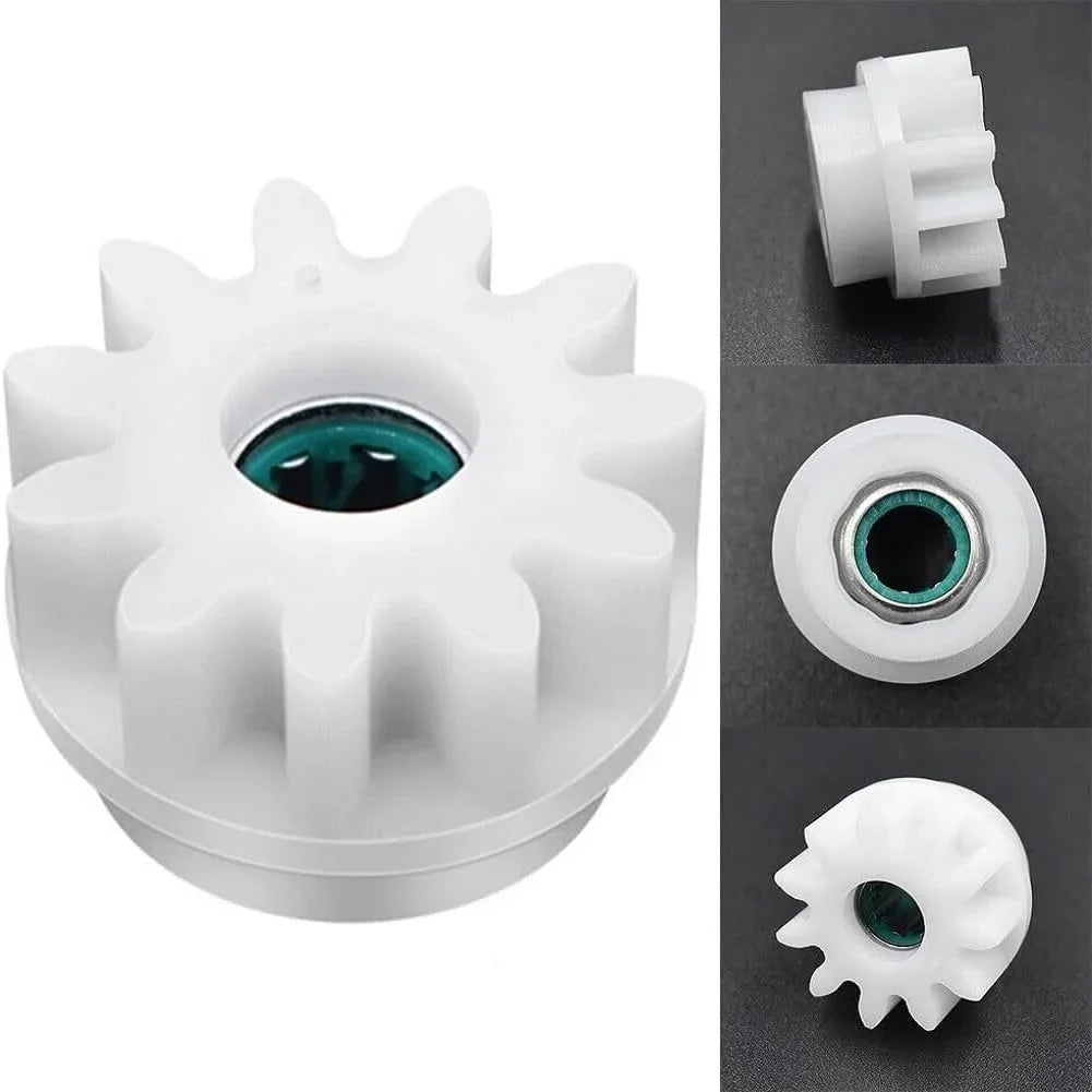 White replacement gears for rotating mops shown in various views