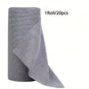 Roll of gray reusable microfiber cleaning cloths, packaged as 1 roll of 20 pieces.