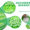 Close-up view of green microfiber mop pads showing their texture and cleaning effectiveness.