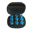 Black portable peptide storage case with multiple small glass vials inside